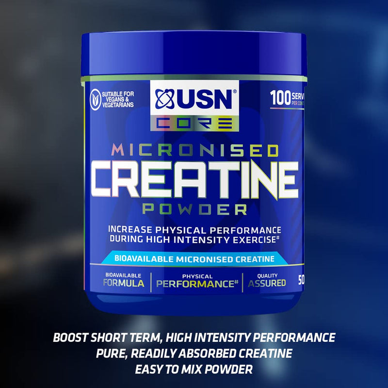 USN Micronized Creatine Monohydrate Powder 500g: Improve Your Performance With Unflavoured Creatine Powder, Energy Boosting Pre train and Post Workout Recovery Powder 500 g (Pack of 1) - BeesActive Australia