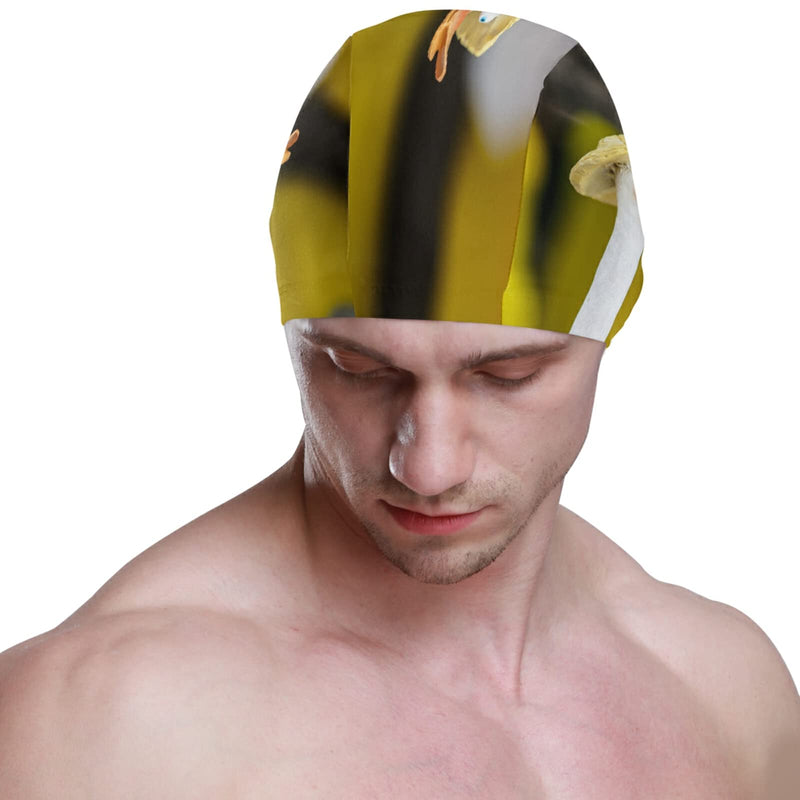 Dallonan Swimming Cap Lovely Animal Summer Unisex Adult Swim Cap Polyester Look Funny Goose - BeesActive Australia