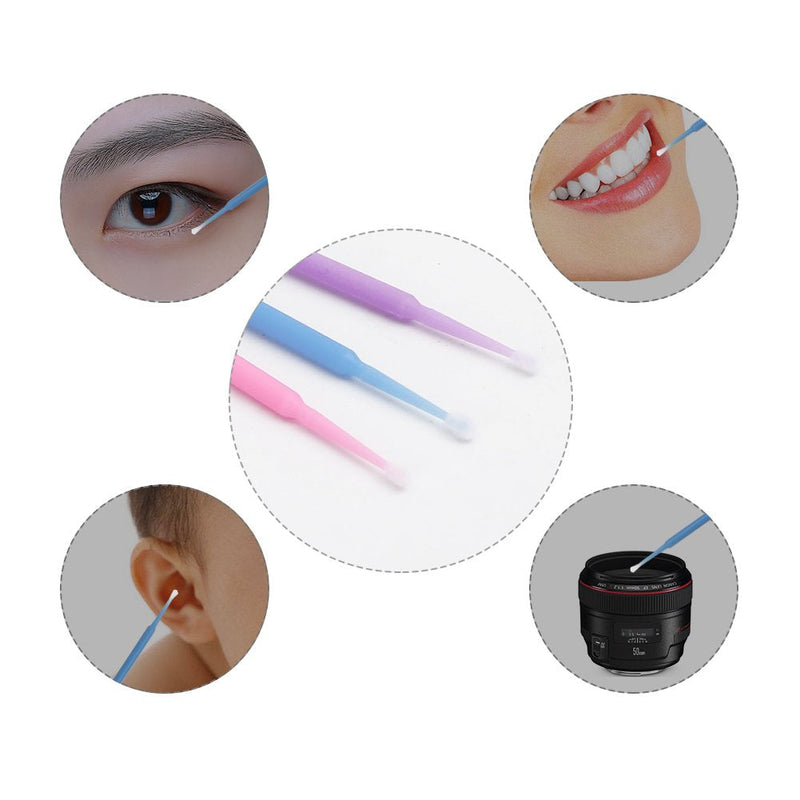 Shintop 300pcs Micro Applicator Brushes, Disposable Eyelash Extension Brushes for Makeup, Oral and Dental (Purple+Blue+Pink) - BeesActive Australia