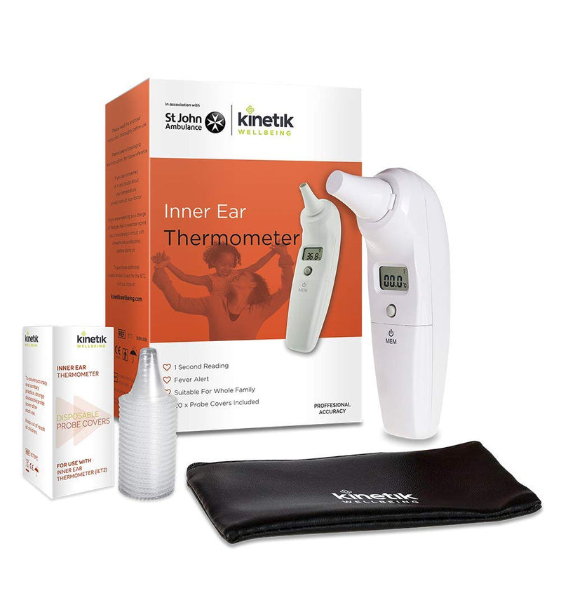 Kinetik Wellbeing Inner Ear Thermometer – Used by The NHS – in Association with St John Ambulance & Inner Ear Thermometer Probe Covers – Used by the NHS – In Association with St John Ambulance + Thermometer Probe Covers - BeesActive Australia