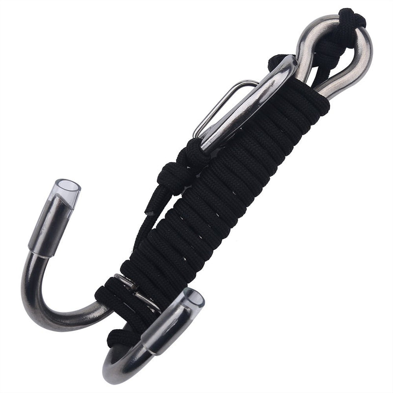 [AUSTRALIA] - Reef Drift Hook, Scuba Diving Double Dual Stainless Steel Reef Drift Hook with Line for Cave Dive Black 