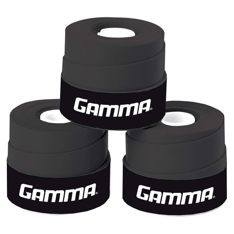 Gamma Sports Supreme Overgrip, for Tennis, Pickleball, Squash, Badminton, and Racquetball, Durable and Absorbent, Easy to Apply, Various Colors 3 Pack Black - BeesActive Australia