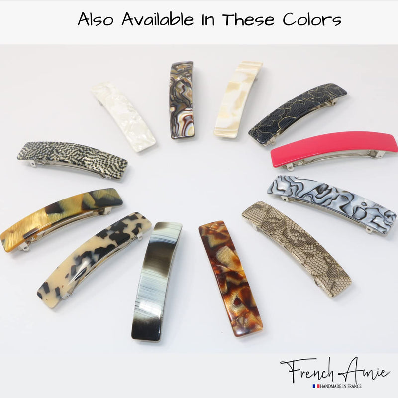 French Amie Oblong Handmade 3.5" Celluloid No Slip Hair Clip Barrette for Women, Made in France (Tokyo Shell) Tokyo Shell - BeesActive Australia