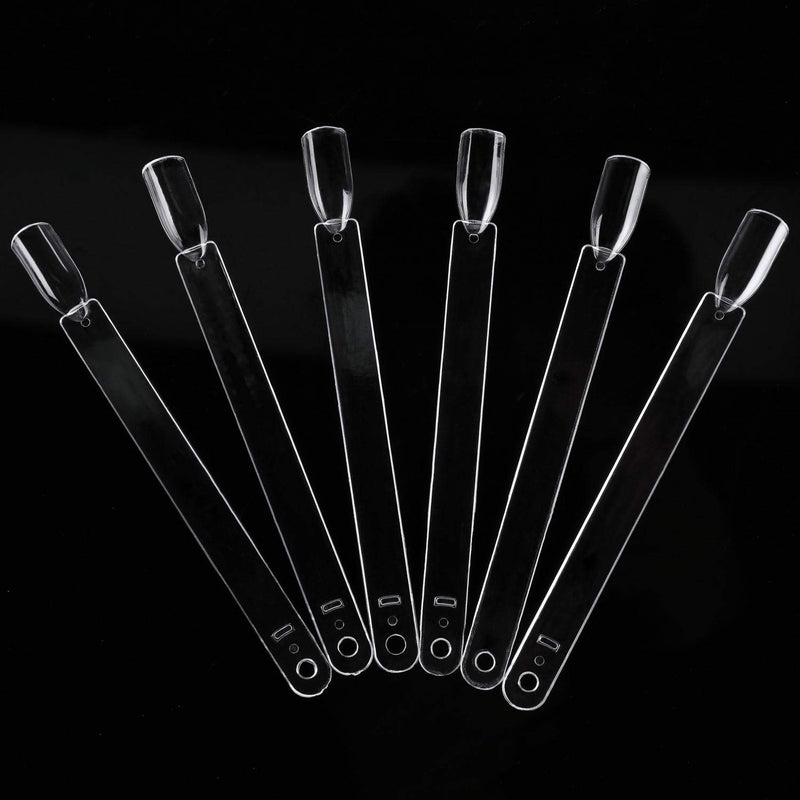 200 Pieces Nail Tips Sticks Transparent Nail Art Practice Nail Tips Display with Metal Screw Holder Fan Shaped Plastic Nail Art Tips Clear - BeesActive Australia