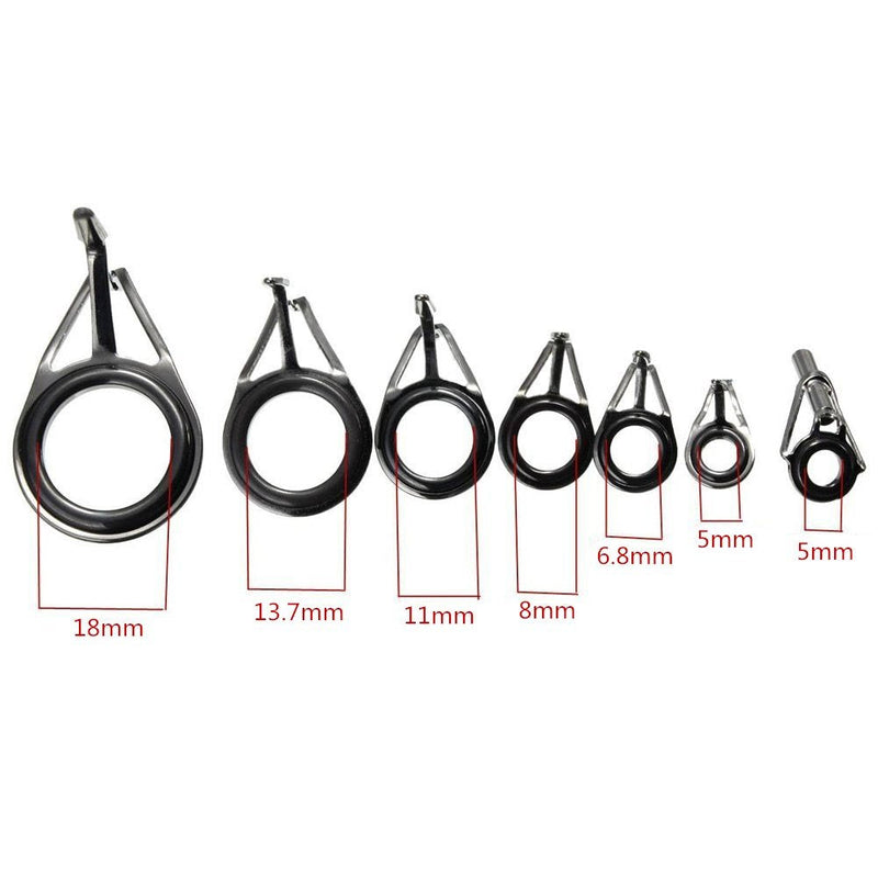 HONBAY 7pcs Set Mixed Sizes Fishing Rod Eyes Guides Line Rings Repair Kit - BeesActive Australia
