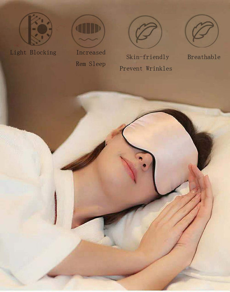 100% Natural Silk Sleep Mask, Super-Smooth & Soft Eye Mask with Adjustable Strap, Blindfold, Perfect Blocks Light(Pink) - BeesActive Australia