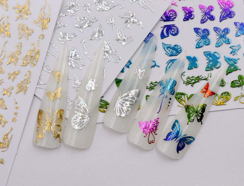 4Sheets Butterfly Nail Art Stickers Decals Butterfly Shapes Nail Art Decoration - BeesActive Australia