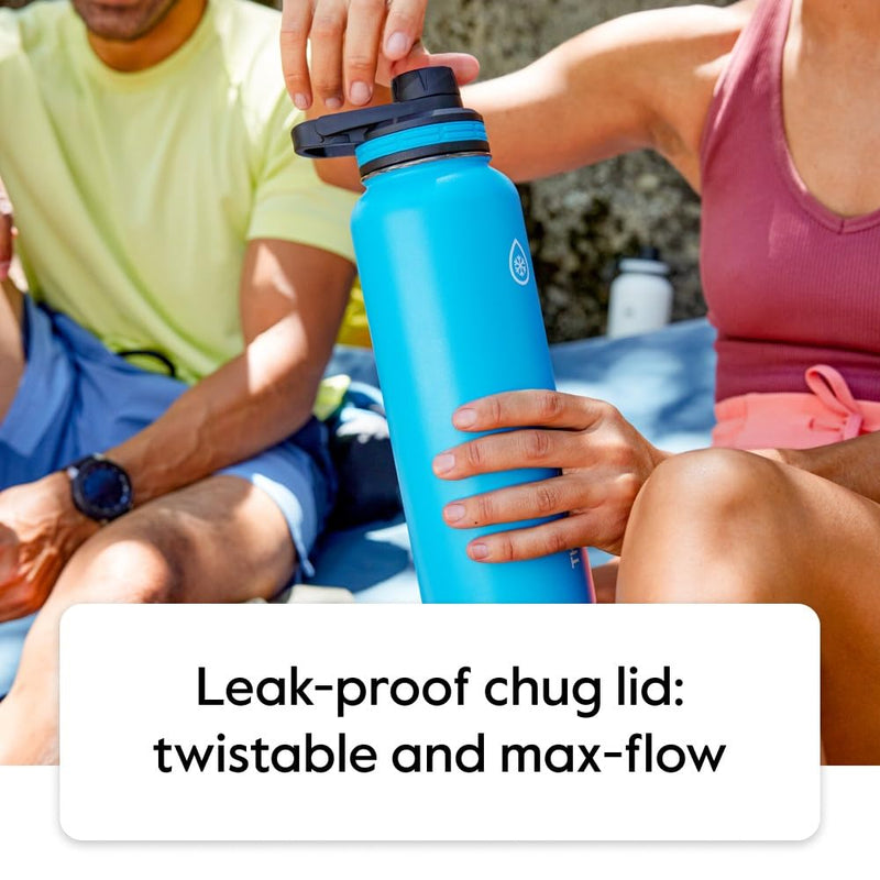 ThermoFlask Double Wall Vacuum Insulated Stainless Steel Water Bottle with Two Lids, 18 Ounce, Black 18 oz - BeesActive Australia