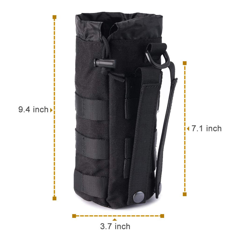 [AUSTRALIA] - Upgraded Sports Water Bottles Pouch Bag, Tactical Drawstring Molle Water Bottle Holder Tactical Pouches, Travel Mesh Water Bottle Bag Tactical Hydration Carrier Black-1Pack 