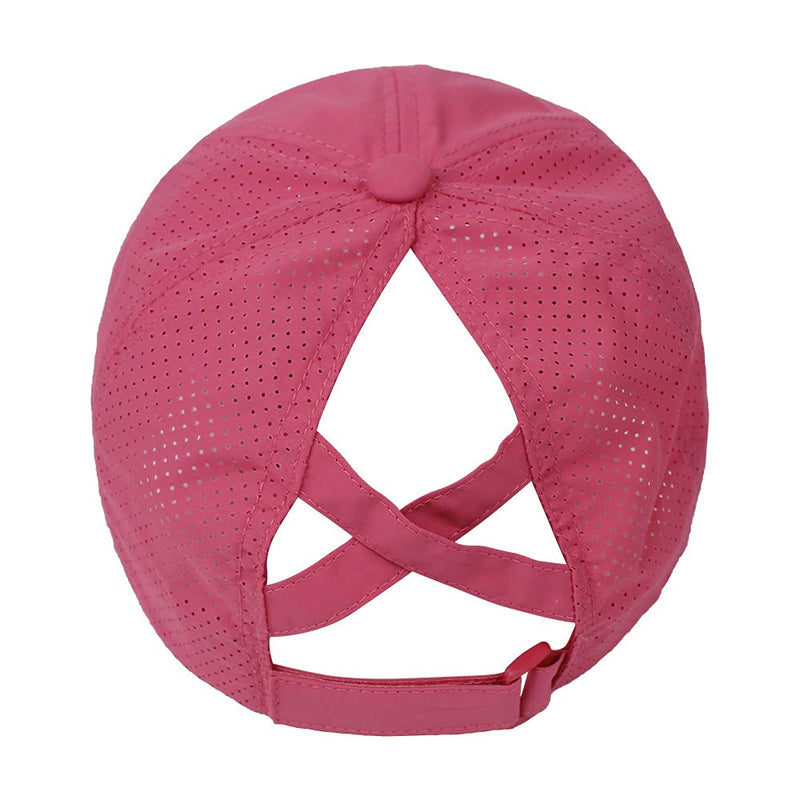 FASHIXD Ponytail Baseball Cap for Women Mesh Quick Dry Baseball Hat with Ponytail Hole Rose Red - BeesActive Australia