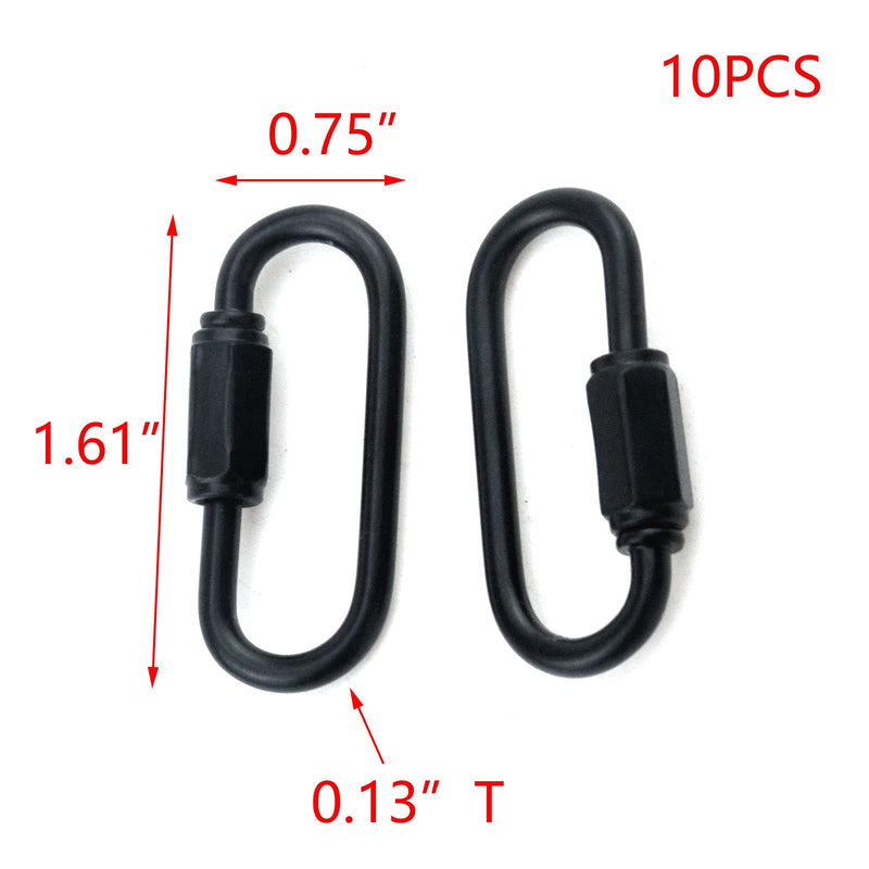 T Tulead Iron Locking Carabiner D-Shape Locking Quick Chain Links Black 41x19mm,Pack of 10 - BeesActive Australia