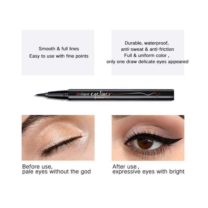 Music Flower Black Liquid Eyeliner Pen 24H Long-lasting Tearproof Super Waterproof Quick-Dry Eyes Makeup - BeesActive Australia