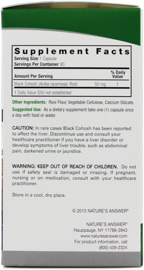 Nature's Answer, Black Cohosh, Full Spectrum Herb, 50 mg, 90 Veggie Caps - BeesActive Australia