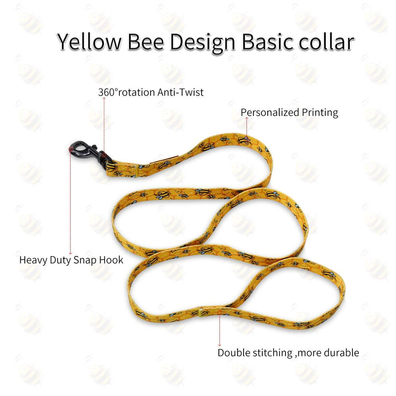 QQPETS Dog Harness Collar Leash - No Pull Pet Adjustable Back Clip Halter Basic Collar Heavy Duty 5FT Anti-Twist Leash for Extra Small Puppy Medium Large Breed Training Easy Walk Running Yellow Bee S - BeesActive Australia
