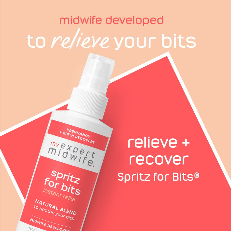 My Expert Midwife Spritz for Bits, Pregnancy & Postnatal Relief Perineal Spray for New Mums, Hospital Bag Maternity Essential, Natural Formula for Soothing Care After Giving Birth – 150ml 150 ml (Pack of 1) - BeesActive Australia