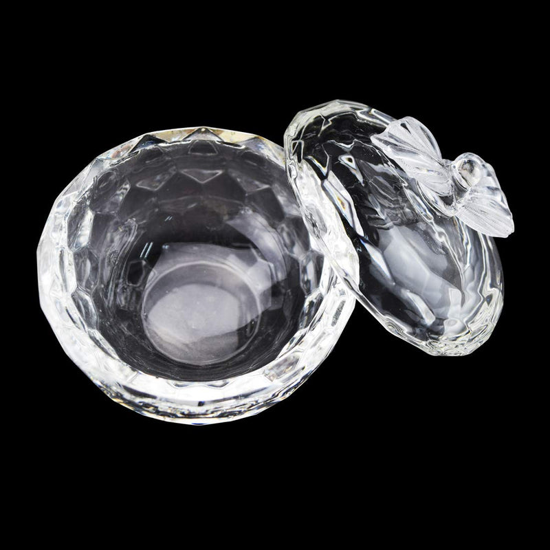 Crystal Clear Acrylic Liquid Powder Glass Dappen Dish Glass Cup w Cap Lid Bowl for Acrylic Nail Art Transparent Kit, HJ-NAPB014 - BeesActive Australia