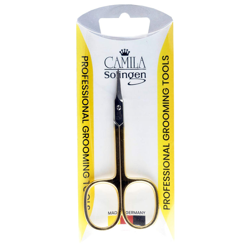 Camila Solingen CS04 Professional Nail Cuticle Scissors, Hypoallergenic Gold Plated Sharp Curved Manicure Pedicure Grooming for Finger and Toe Nail Care. Made of Stainless Steel in Solingen, Germany Cuticle Scissor - Tower Point - BeesActive Australia