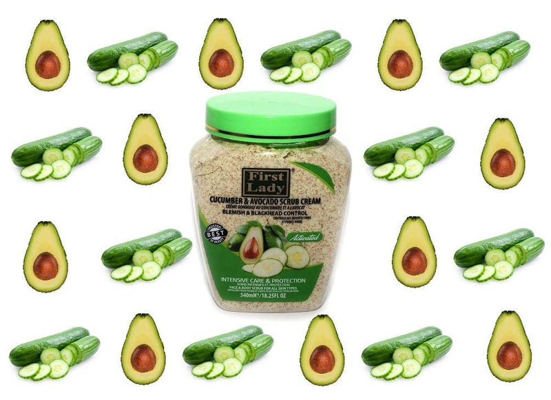 First Lady Activated Cucumber & Avocado Scrub Cream 540ml - Blemish & blackhead control - Face & Body - BeesActive Australia