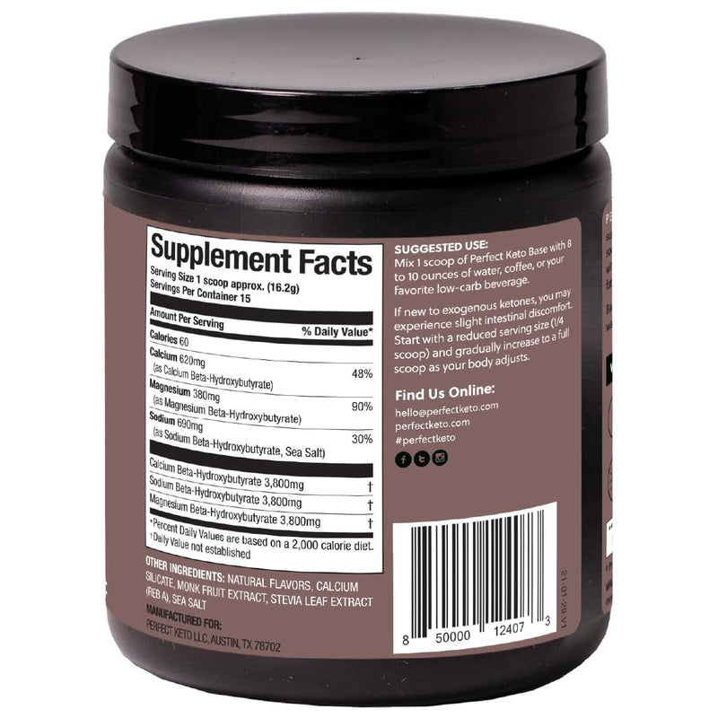 Exogenous Ketones Powder, BHB Beta-Hydroxybutyrate Salts Supplement, Best Fuel for Energy Boost, Mental Performance, Mix in Shakes, Milk, Smoothie Drinks for Ketosis – Chocolate, 8.57 oz (243 grs) - BeesActive Australia