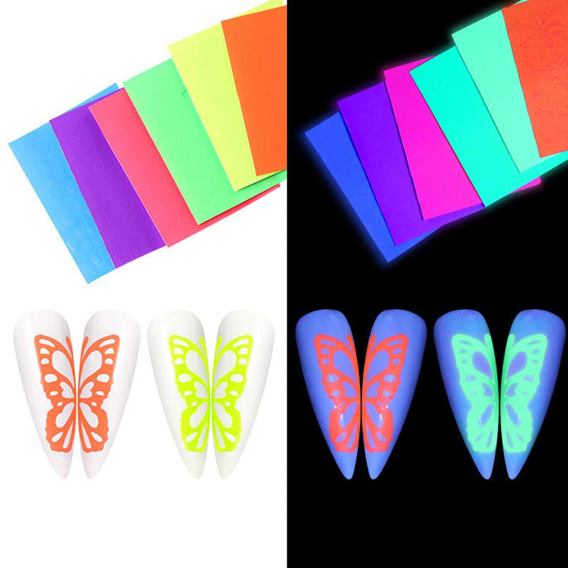 Janedream 6pcs/set Butterfly Wings Nail Decals Holographic 3D Self Adhesive Nail Art Stickers Manicure Acrylic Tool - BeesActive Australia