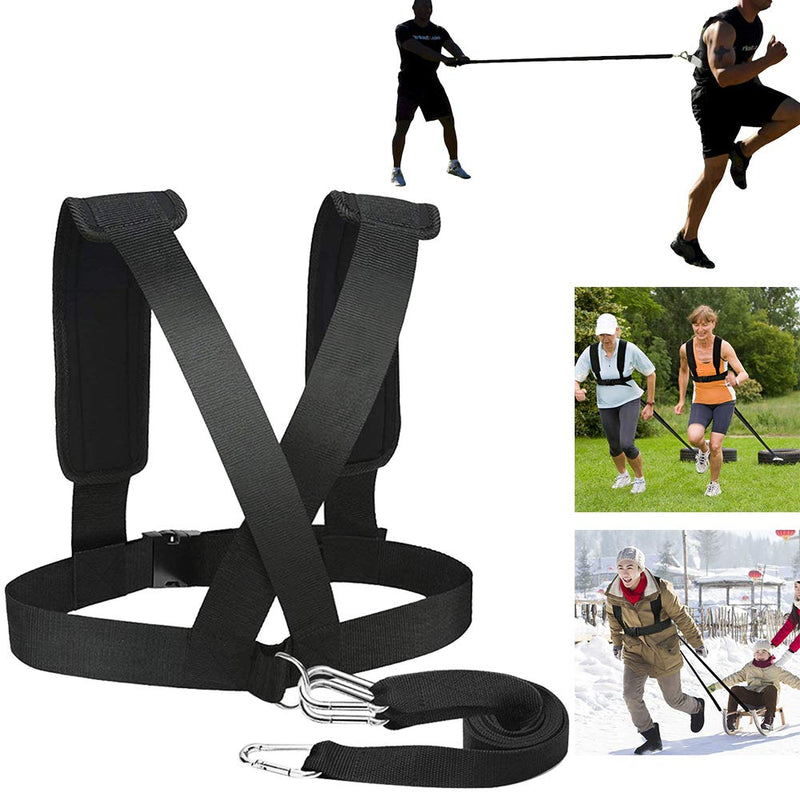 Weight Bearing Shoulder Strap, Resistance Bands Fitness Shoulder Strap Elastic Loop | Adjustable Padded Shoulder Strap, Sled Harness Tire Pulling Harness for Fitness Resistance Training Workout Black - BeesActive Australia
