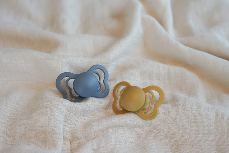 BIBS Pacifiers - Couture Collection | BPA-Free Baby Pacifier | Made in Denmark | Set of 2 Mustard Color Premium Soothers | Size 6-18 Months - BeesActive Australia