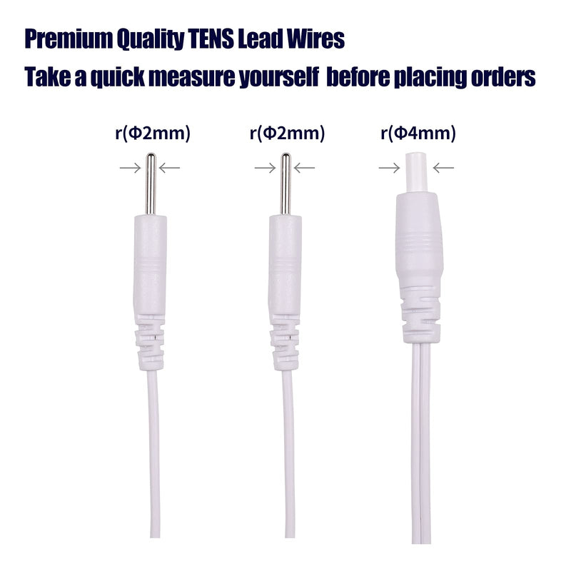 4 Count TENS Wires Electrode Wires for TENS Unit Electrodes Lead Wires for TENS (4mm Diameters Plug to 2mm Diameters Pin) - BeesActive Australia