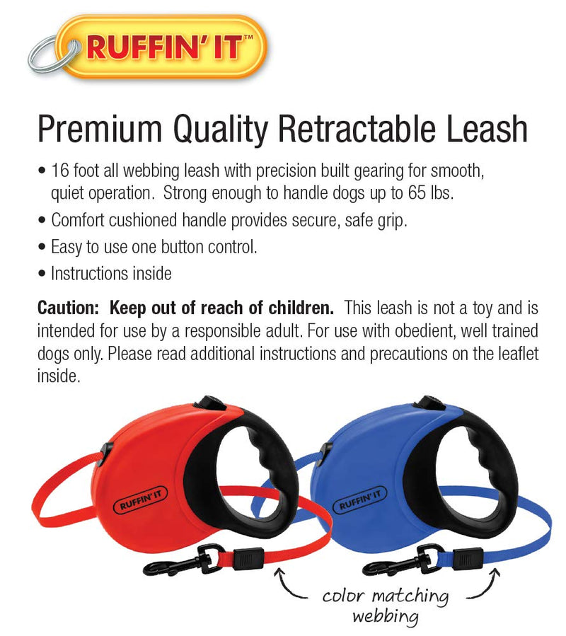 RUFFIN' IT Comfort Grip Palm Retractable Leash 16ft/65lbs - BeesActive Australia