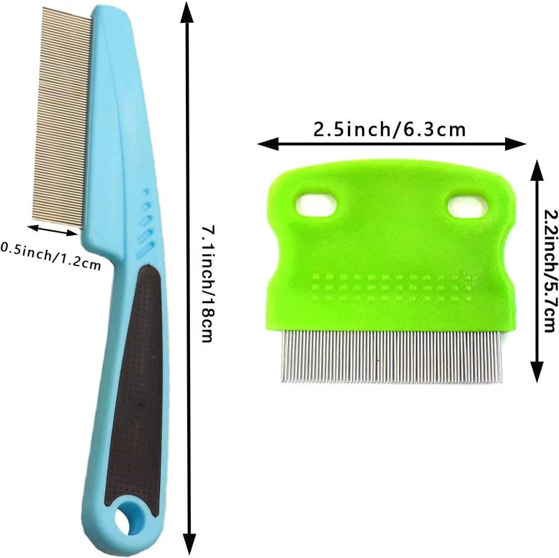 2 Pcs Flea Comb,Dog Comb Cat Comb Dog Hair Comb Pet Combs Pet Grooming Comb Flea Lice Comb Cat Grooming Supplies for Dog/Cat/Small Pets (Blue and Green) - BeesActive Australia