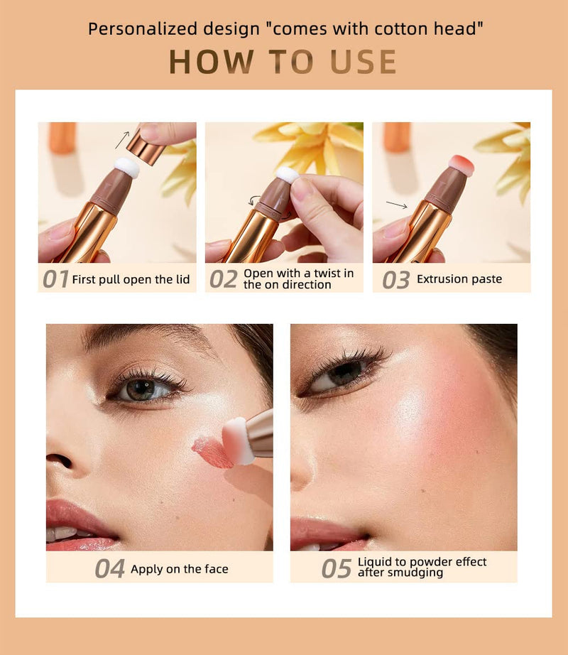 2 Colors Liquid Contour Beauty Wand, Highlighter and Bronzer Stick,Long Lasting & Smooth Natural Matte Finish,with Cushion Applicator Attached Easy to Blend. (1# / 2#) 2 Colors- 1# / 2# - BeesActive Australia