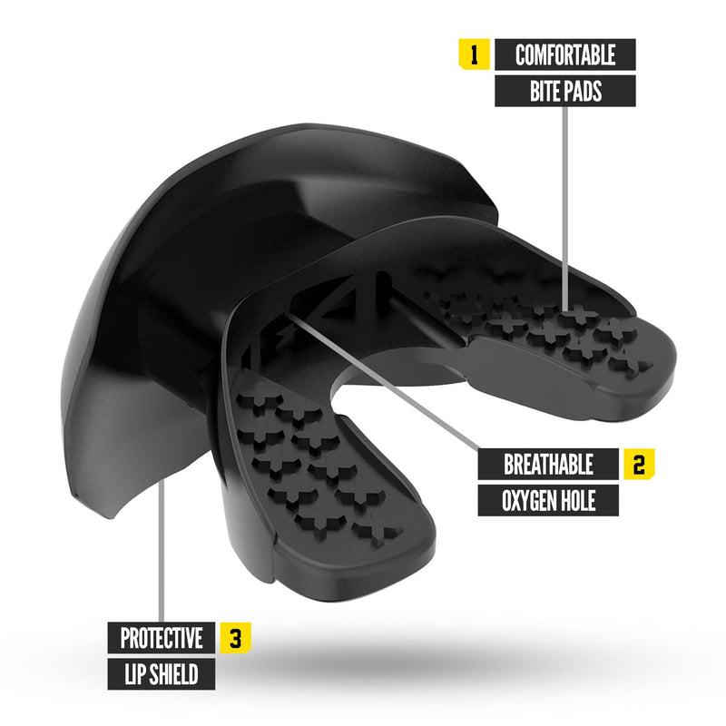 Nxtrnd One Football Mouth Guard, Breathable Mouthpiece, 2 Straps Included, Fits Adult & Youth (Black) Black - BeesActive Australia