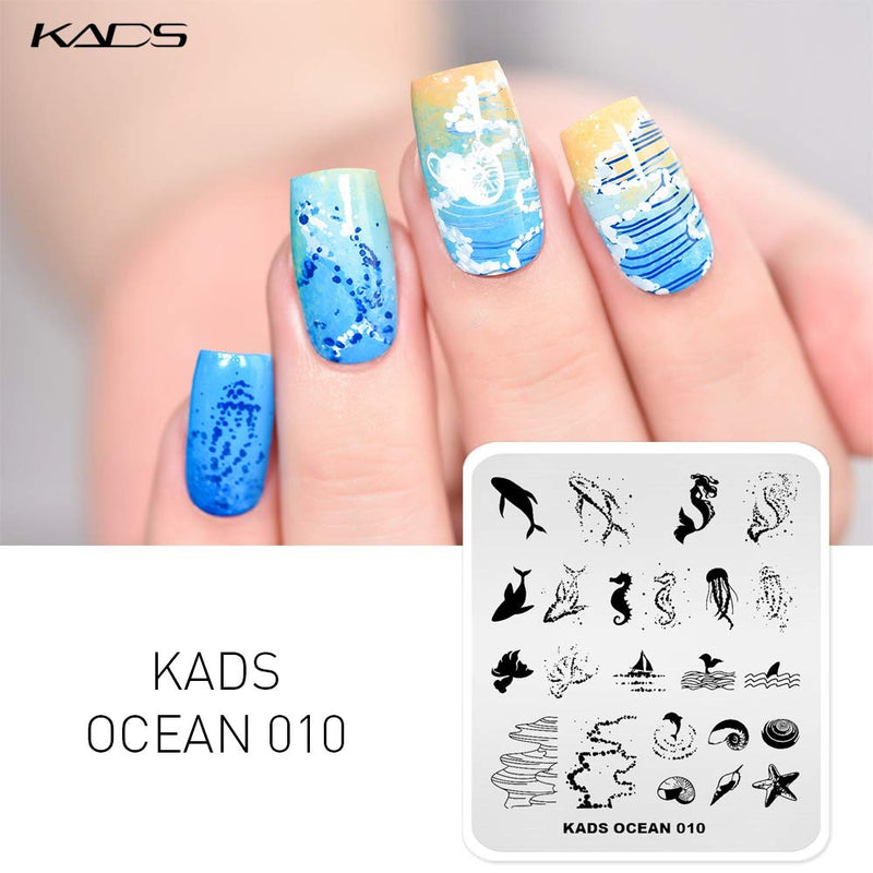KADS 5Pcs Nail Stamp Plates set Nails Art Stamping Plate Set Nail plate Template Image Plate Ocean Series - BeesActive Australia