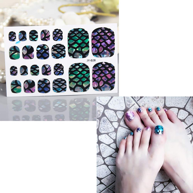 DANNEASY 16 Sheets Adhesive Toe Nail Wraps Decals Geometry Nail Art Polish Stickers Manicure Salon for Women with 1Pc Nail File + 1Pc Wood Cuticle Stick kit 1 - BeesActive Australia