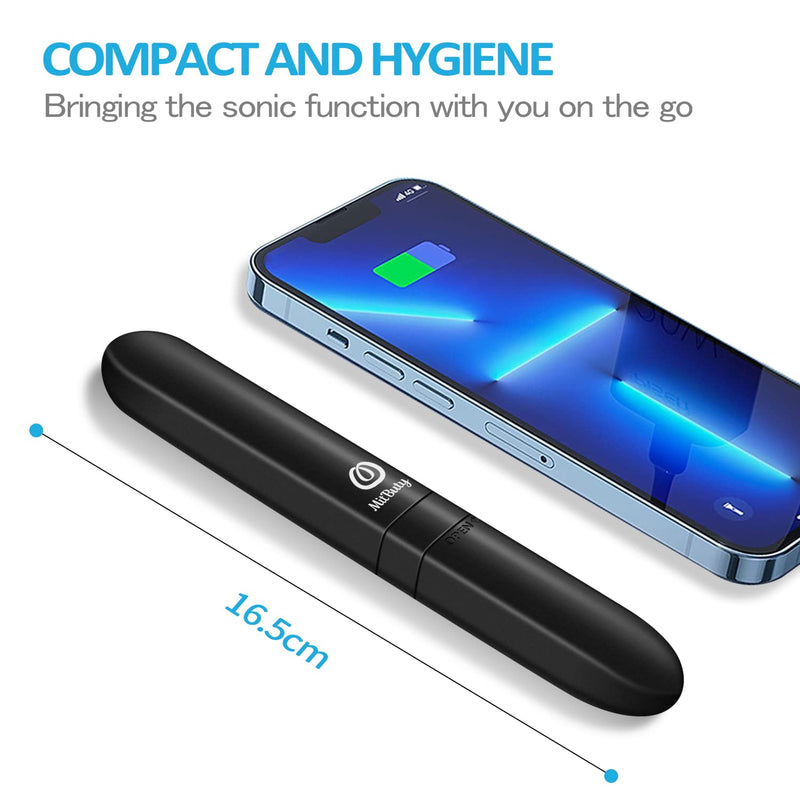 MitButy Travel Electric Toothbrush with 4 Brush Heads, Battery Operated Waterproof Portable Sonic Electric Toothbrush Set - with Snap-on Travel Case Ideal for Travelling/Business/Holiday/Gym/Office Toothbrush (Black) - BeesActive Australia