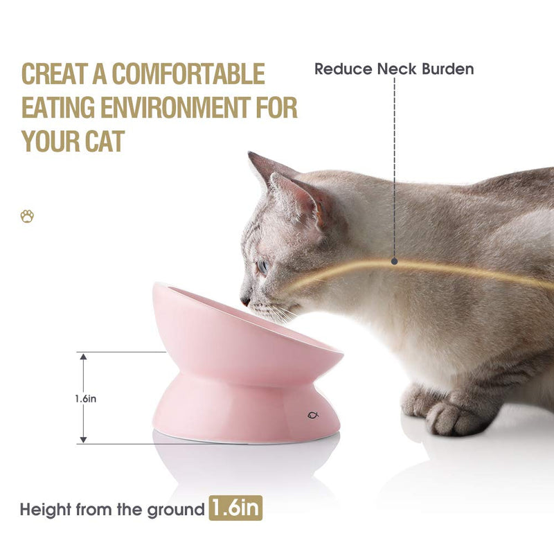 SWEEJAR Raised Cat Bowl for Dry Wet Cat Food, Ceramic Elevated Pet Bowl Cat Dish, Protect Cat's Spine, Stress Free, Slanted Design for Cat Easy Eating, Dishwasher Safe 5 Inch Pink - BeesActive Australia