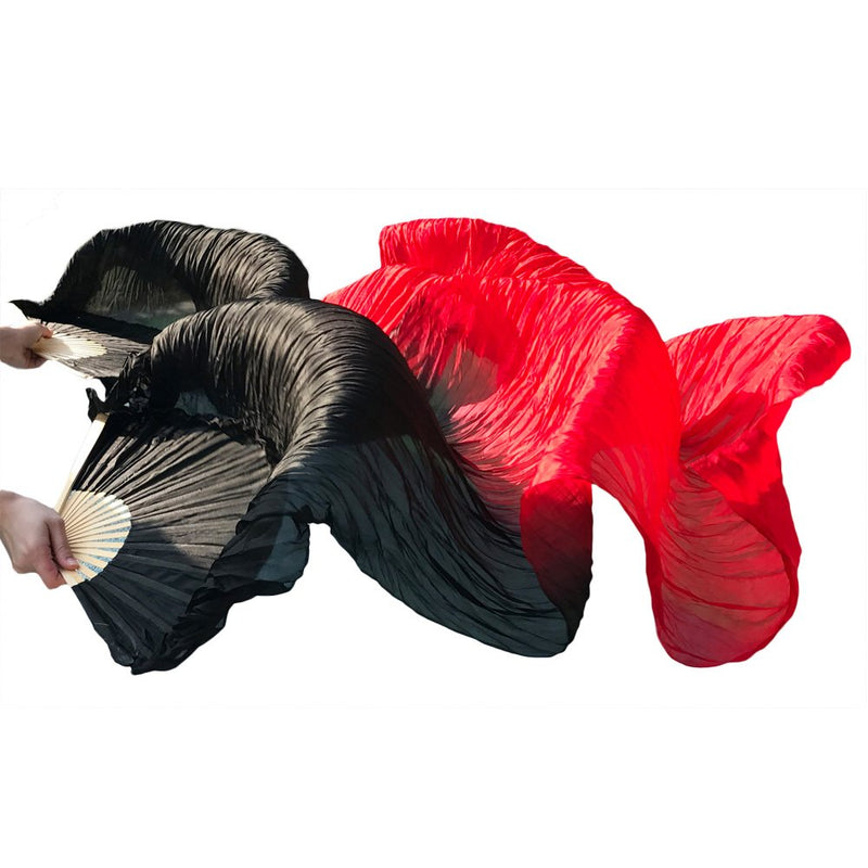 [AUSTRALIA] - Nimiman Women New Arrivals Cheap Belly Dance Fan Veils Gradient Color Black Red 1.8m 