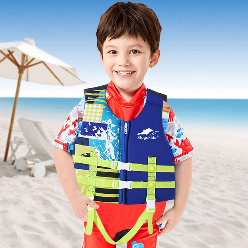 Kids Swim Vest -Baby Swimming Jacket Printed Float Swim Vest Buoyancy Swimwear with Adjustable Safety Strap, Suitable for 2-9 Year Blue-print S/2-3 Years - BeesActive Australia