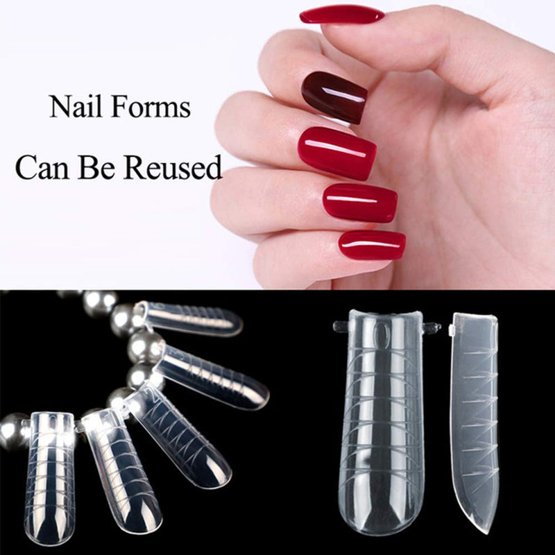 NMKL38 120Pcs Clear Dual Nail Forms Full Cover False Nail Tips Arched for Poly Nail Gel Extension Mold (U Shape) Mold A - BeesActive Australia