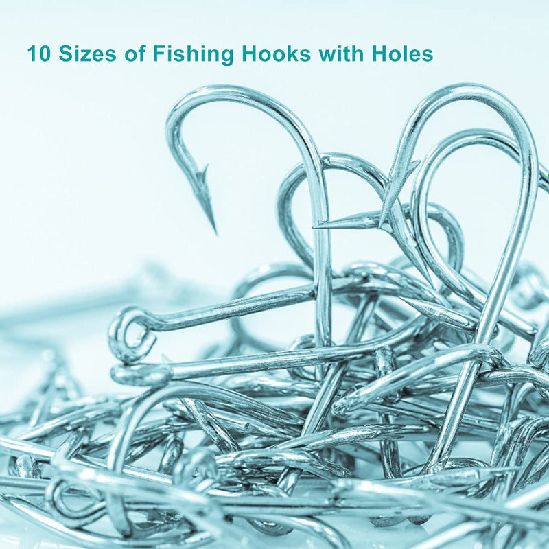 300PCS Small High-Carbon Steel Barbed Fishing Hooks with Holes, 10 Specifications of Fishing Hooks, Portable Boxed Hooks, Powerful Hooks That Can Adapt to Various Fishing Environments - BeesActive Australia