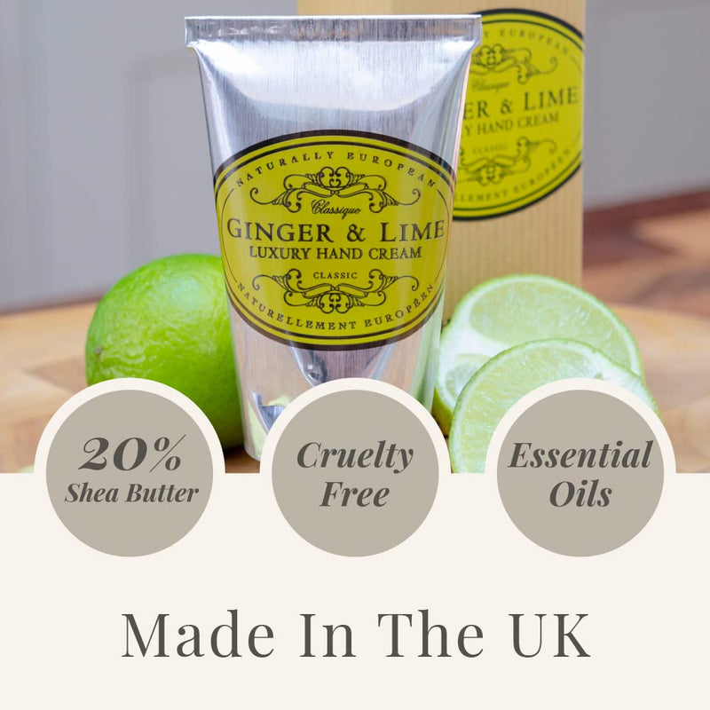 Naturally European Luxury Hand Cream Soothing and Caring - Ginger & Lime 1 x 75ml Lemon - BeesActive Australia