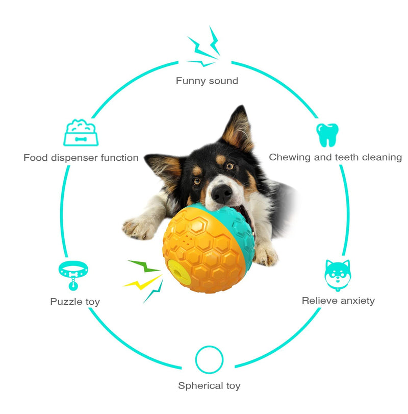 Interactive Food Toy for Dog and Cats, Pet Food Dispensor Tumbler Dog Treat Toy, Dog Slow Feeder Treat Dispensing Puzzle Toys for Small Dogs /Cats,Robot Shape Dog Toys Yellow Ball for large dog - BeesActive Australia