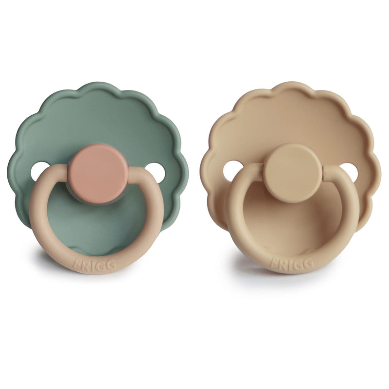FRIGG Daisy SilkySoft Silicone Baby Pacifier | Made in Denmark | BPA-Free (Willow/Croissant, 6-18 Months) Willow/Croissant - BeesActive Australia