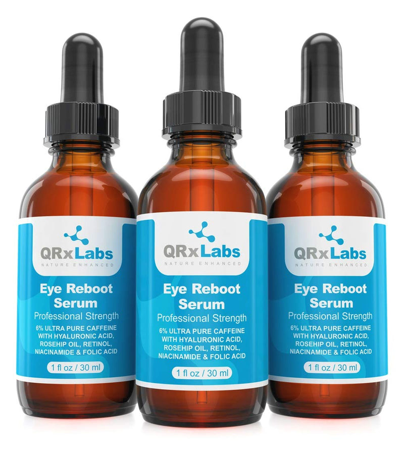 Eye Reboot Serum with 6% Caffeine, Hyaluronic Acid, Rosehip Oil, Retinol, Niacinamide & Folic Acid - Reduces Puffiness, Dark Circles, Crow Feet, Wrinkles and Fine Lines Around The Eyes - 1 oz / 30 ml - BeesActive Australia