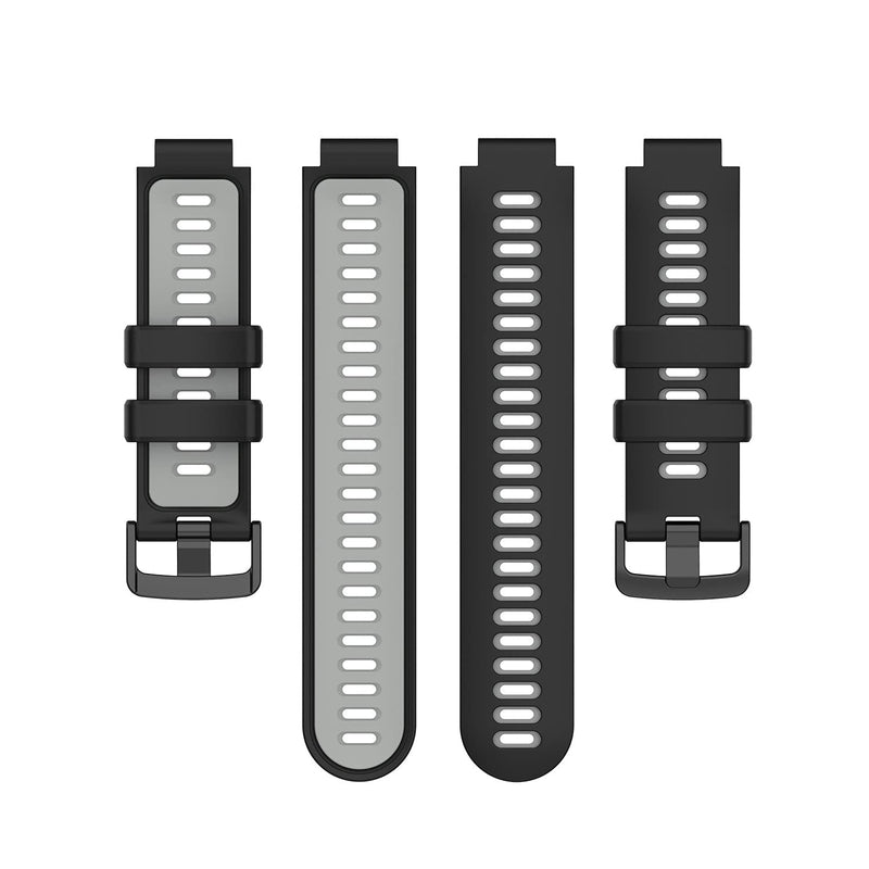 HUABAO Watch Strap Compatible with Garmin Forerunner 220,Adjustable Silicone Sports Strap Replacement Band for Garmin Forerunner 220 / 735XT / 620/630 / 235/230 Smart Watch (Black Gray) Black gray - BeesActive Australia