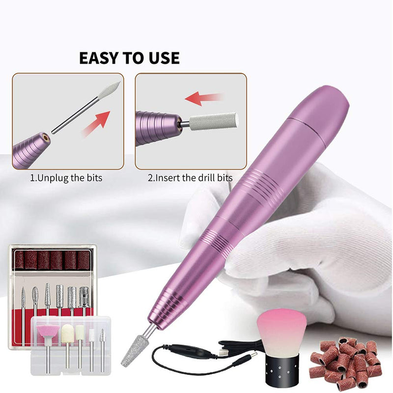 Portable Electric Nail Drill Set，With 11 PCS Nail Drills and 6 Polishing Belts For Acrylic, Gel Nail, Manicure Medicure Polishing Shape Tool - BeesActive Australia