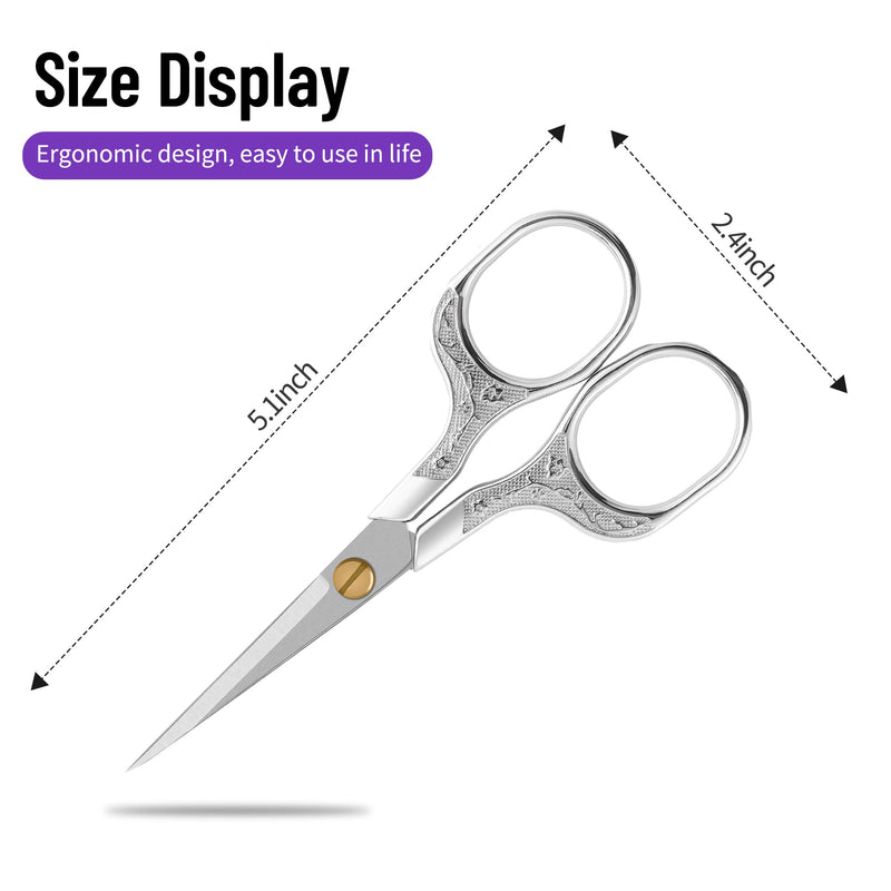 Glexal Facial Small Hair Grooming Beauty Scissors,2pcs 5 inch Comestic Cutting shears for Men and Women,Hair Trimming,Beard,Nose Hair,Eyelash,Sewing,Embroidery,Craft, Art Work & Everyday Use Gold&multicolor - BeesActive Australia