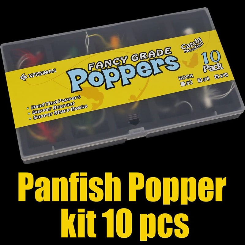 XFISHMAN Popper-Flies-for-Fly-Fishing-Topwater-Bass-Panfish-Bluegill Poppers Flies Bugs Lures Panfish Popper kit 10 pcs - BeesActive Australia