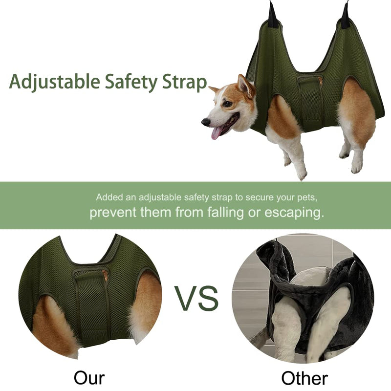 Mklhgty Pet Dog Grooming Hammock Harness for Cats & Dogs, Breathable Dog Grooming Helper for Trimming Nail and Ear/Eye Care,with Dog Nail Clippers, Free Nail File Medium Green - BeesActive Australia