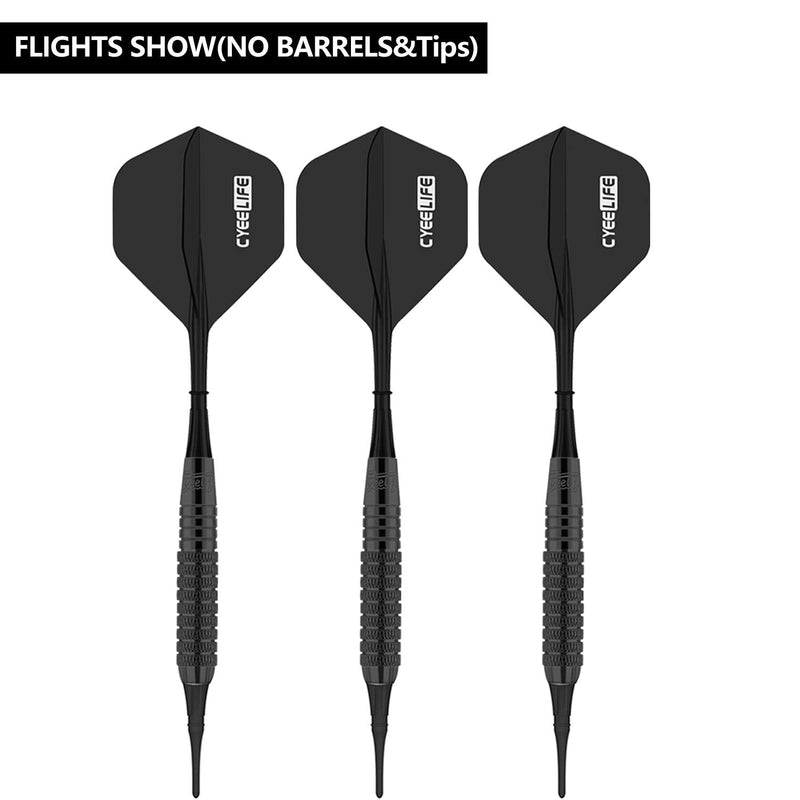 CyeeLife 6 Packs Integrated Dart Flights and Shafts,one Piece Accessory 2BA (7 Colors) Black - BeesActive Australia