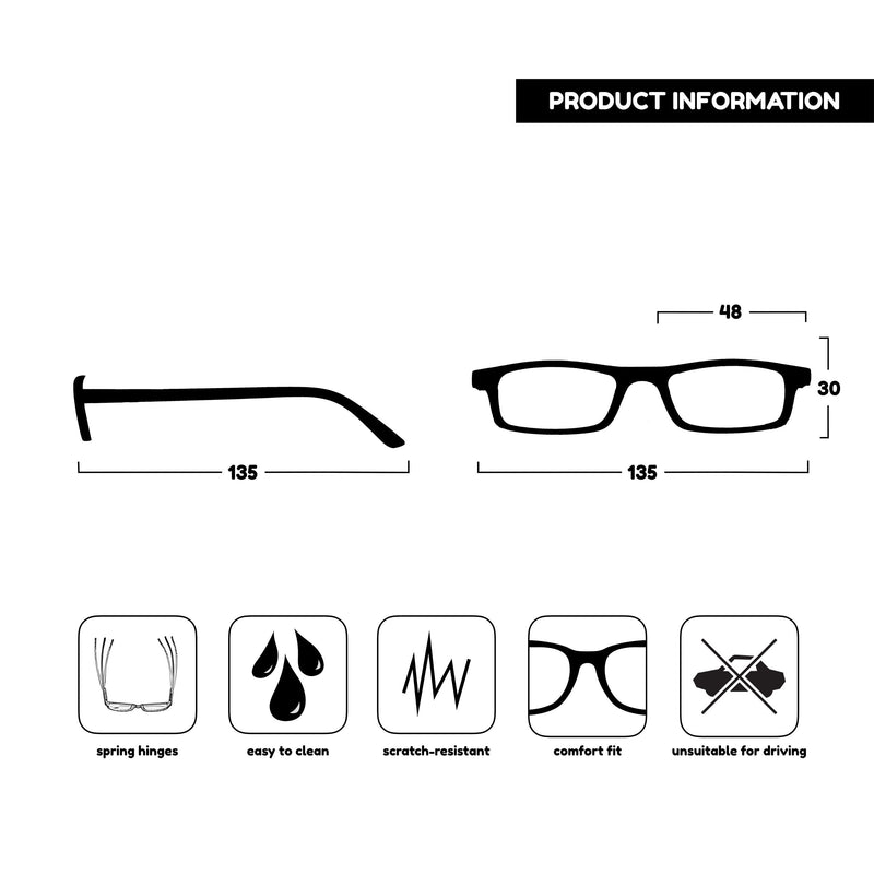 The Reading Glasses Company Black Lightweight Readers Designer Style Mens Womens Spring Hinges R17-1 +1.00 +1.00 Magnification (Pack of 1) - BeesActive Australia